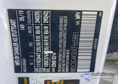 2019 Mercedes-Benz Glc 300 4Matic z USA, uszkodzony, nr VIN WDC0G4KB0KF665881